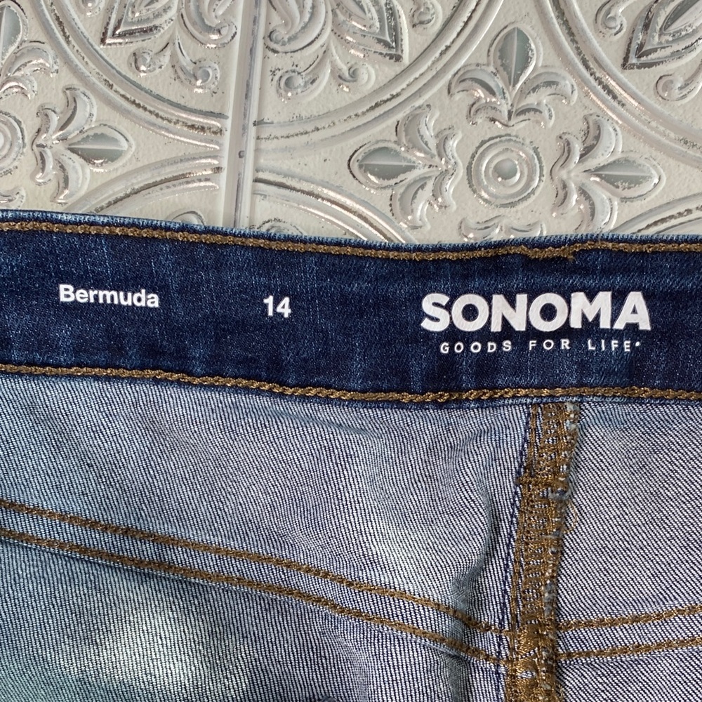 Sonoma Cut Off Denim Shorts Dark Blue Size 14 - Picture 6 of 7